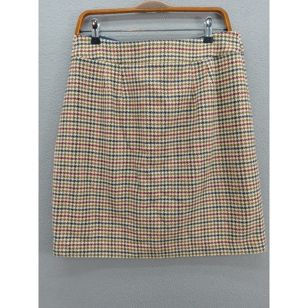 Talbots Wool Blend Houndstooth Button Front Skirt Size 8 tan Academia Preppy - Picture 6 of 11